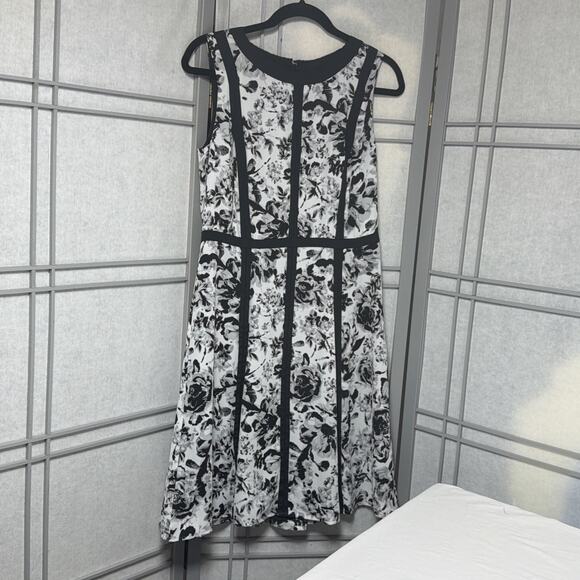 Talbots Dresses & Skirts - Talbots Monet Flowers A Line Black & White Chiffon Dress - Size 8